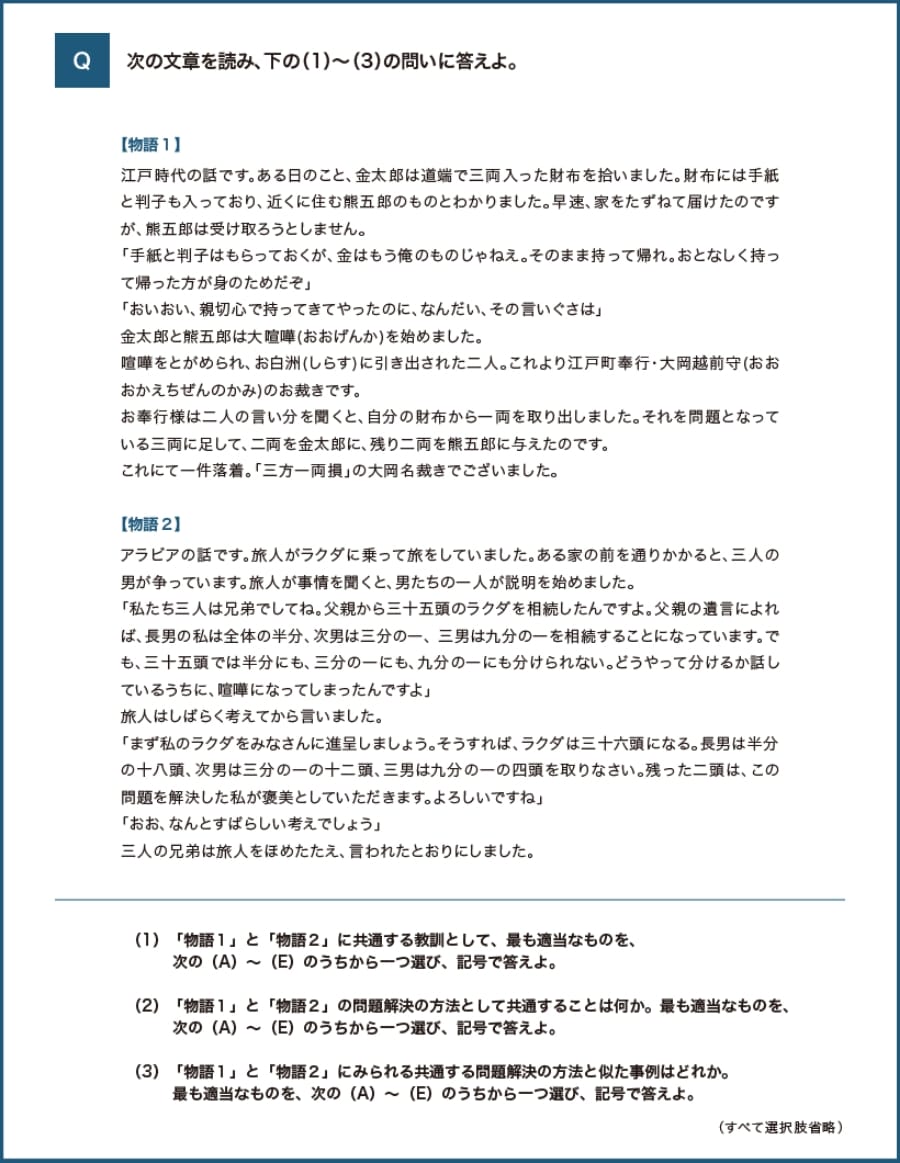 問題例｜創造的思考力（情報を関連づける・類推する）